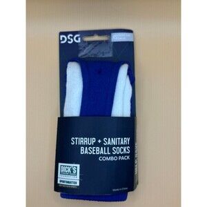 DSG 'STIRUP + SANITARY' BOYS XSMALL 9K-1Y’ WHITE AND ROYAL BLUE BASEBALL SOCKS